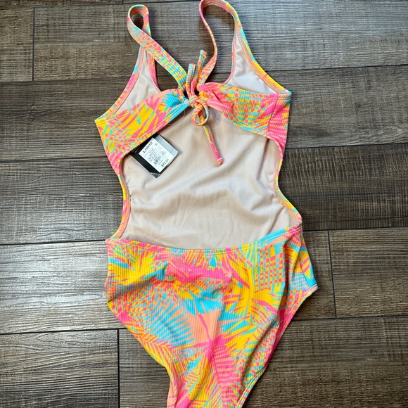 Art Class Kids Tropical One-Piece Swimsuit - Pink, Yellow, Blue - Picture 2 of 2